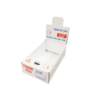 Table tray cardboard display rack retail paper honor candy charity display box packaging carton