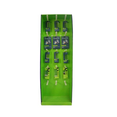 Recyclable corrugated paper advertising cardboard hooks display stand in stores